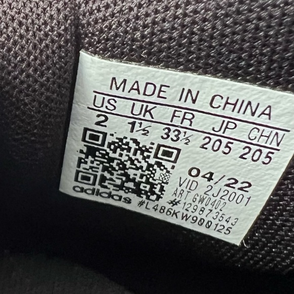 Adidas Hoops Mid 3.0 kids sneaker- black/ white boys size 2 - Picture 10 of 12